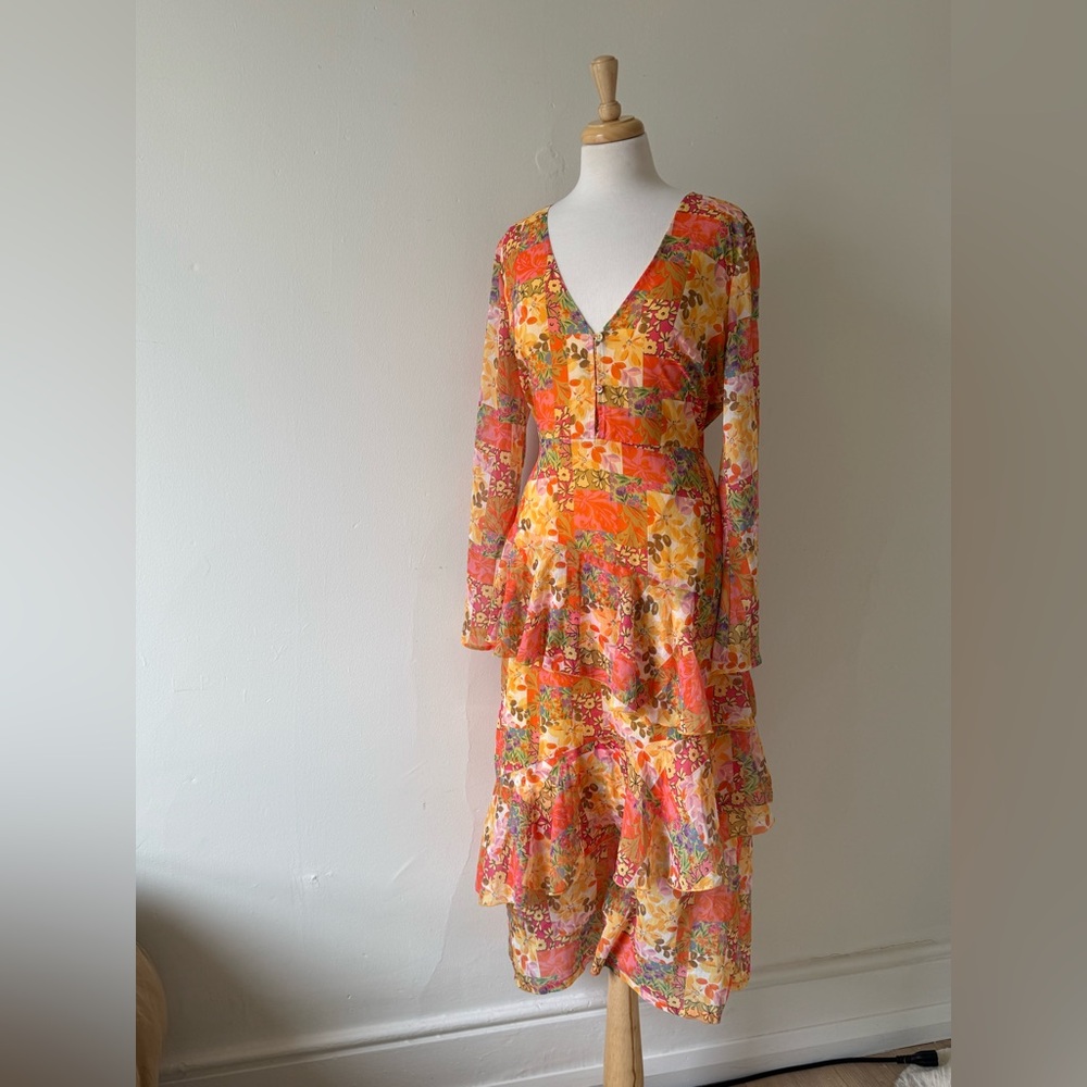 Never Fully Dressed Floral Tiered V-Neck Dress